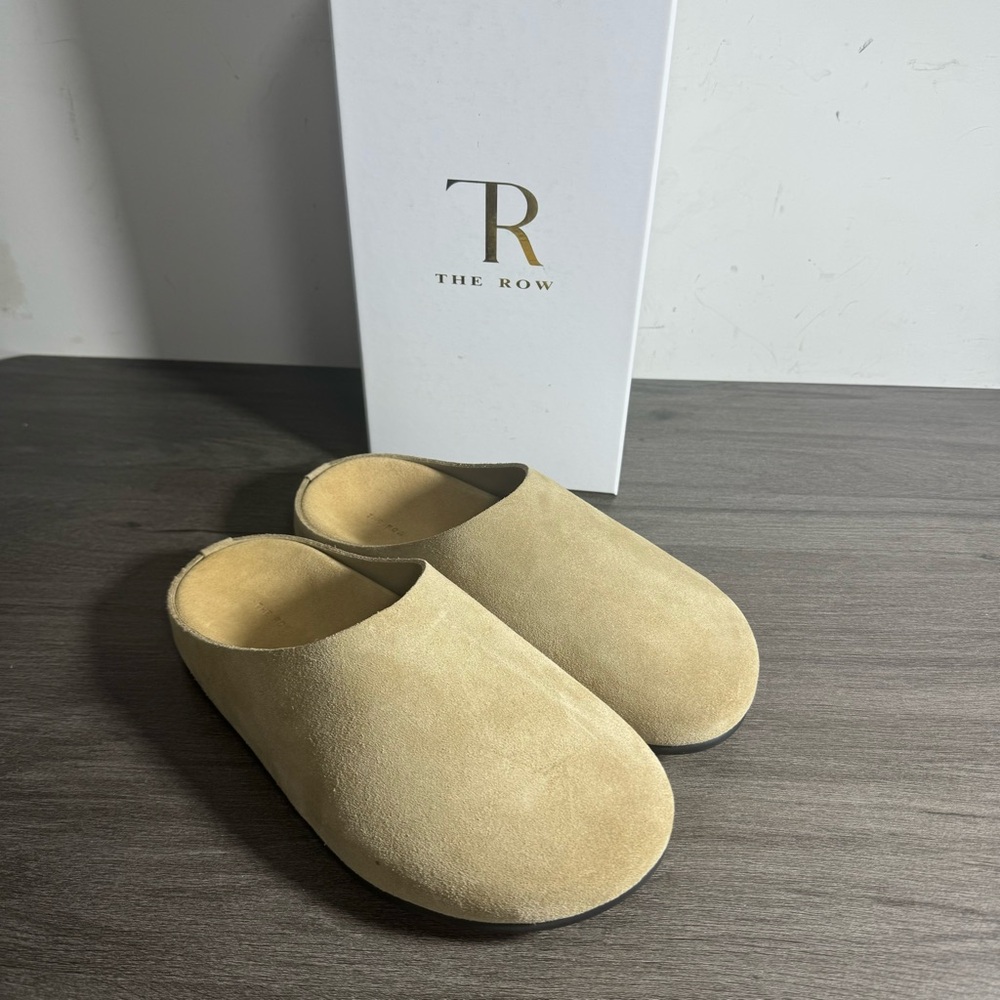 The Row Suede Slip-On Mules in Light Beige - Picture 4 of 6